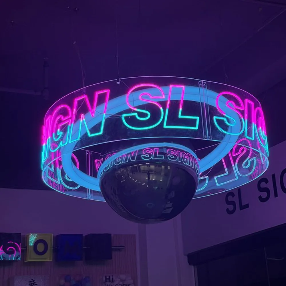 

Personalized 360° Circular Neon Sign Hanging LED Light for Wedding Party Bar Home Wall Art Decor Custom Gift
