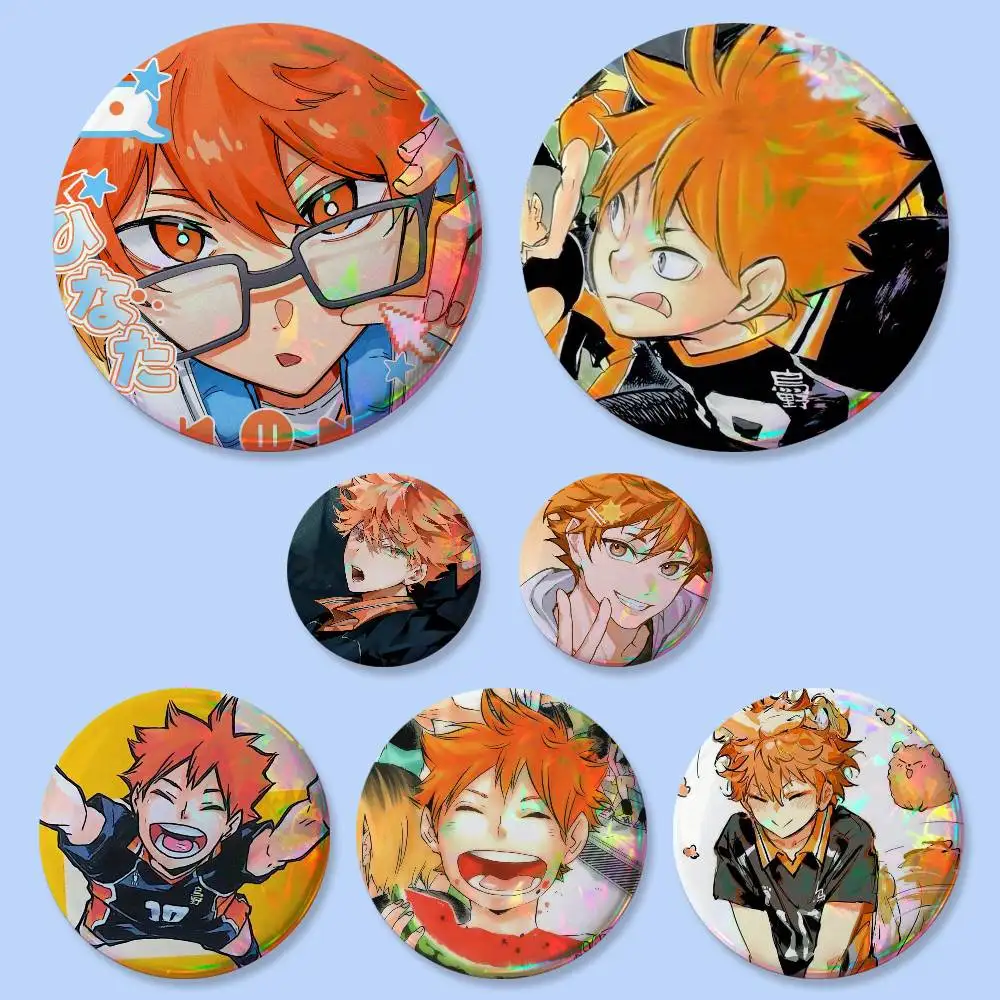 Shoyo Hinata Cartoon Badges 25 32 44 58 75 Mm Round Cosplay Pin Bag Decor Fans Collect Friends Gifts Brooch Souvenir