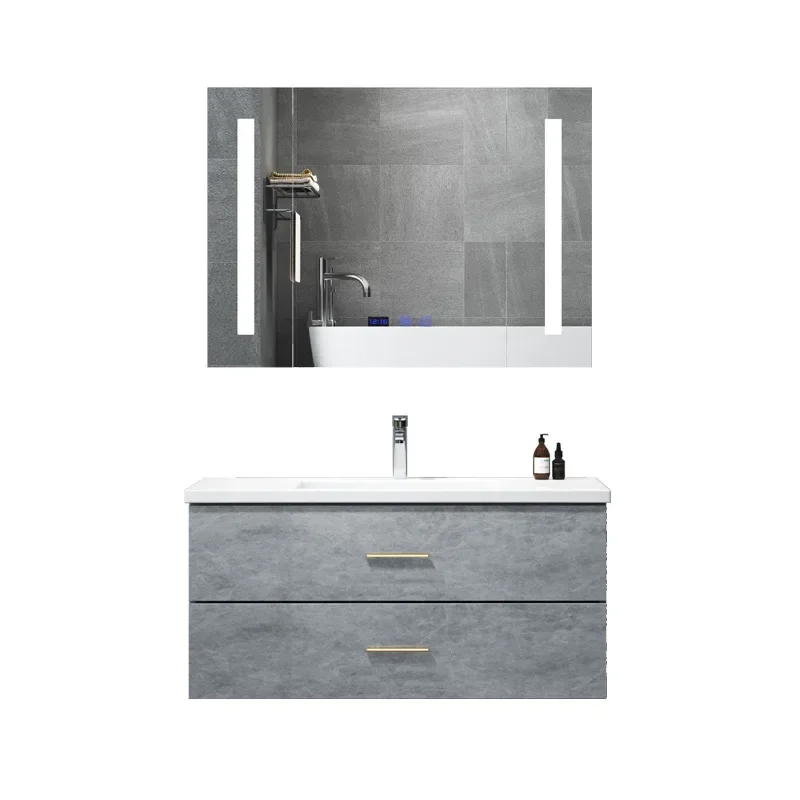 

Simple Nordic cement gray light luxury household bathroom