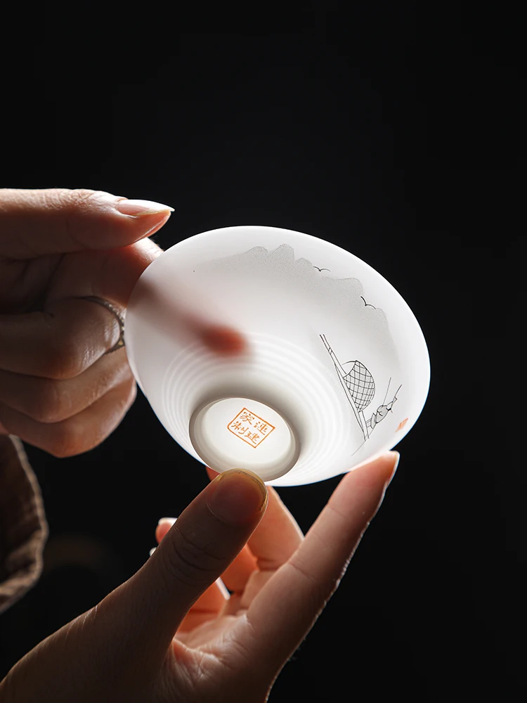 

Original Dehua Ice pe Yangliyu White Porcelain Thin-walled Buet Hat Cup Masterpiece Hand-painted Single Tea Bowl