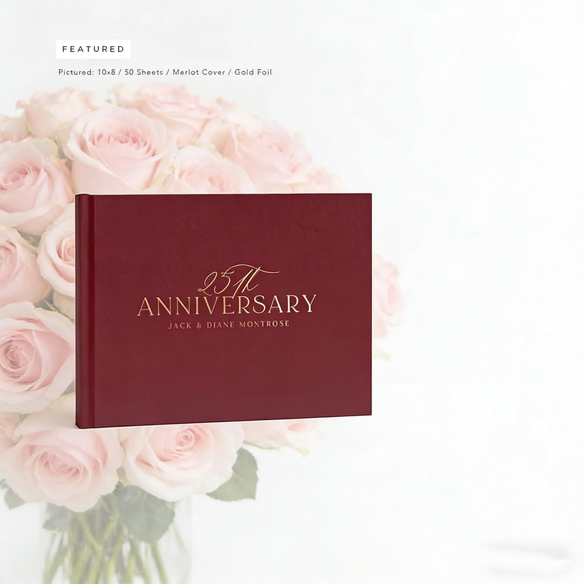 

Happy Anniversary Gold Foil Guest Book | Elegant Sign In Album with Lined Pages for Wedding Anniversary