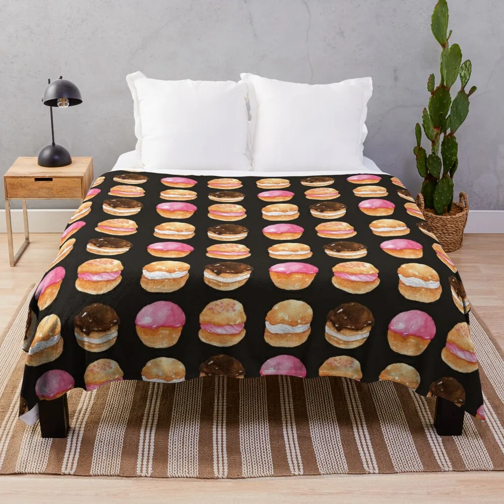 

Assorted Cream Puff Profiteroles - Chocolate, Strawberry and Vanilla Throw Blanket christmas decoration Flannels Kid'S Blankets