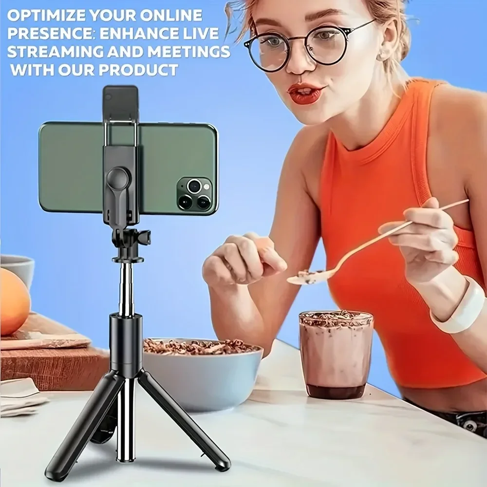 Portable Wireless Selfie Stick for Smartphone, 28 Inch Tripod with Bluetooth Remote Foldable Stand for Vlog Shooting Recording