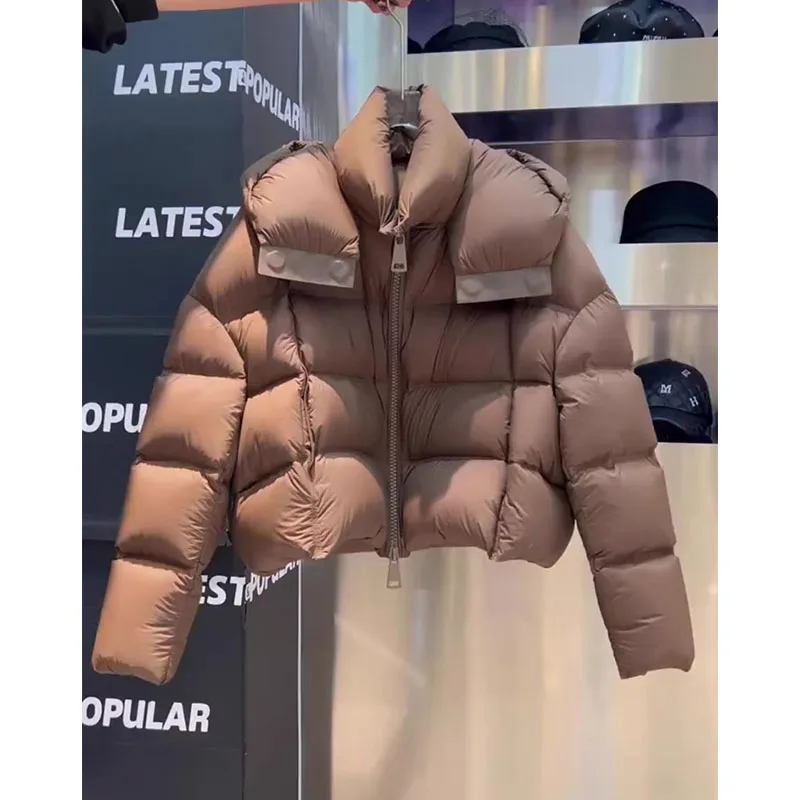 

Faionable ort Brown down Jaet Women's Coat Korean Sle Small Size Ele Winter New Arrival Single-Tone Commute Sle