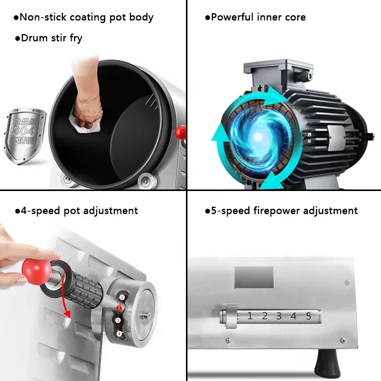 Máquina de autococina, freidora agitadora automática, huevo Biryani Chefmax, olla arrocera frita giratoria, freidora automática de arroz con Gas