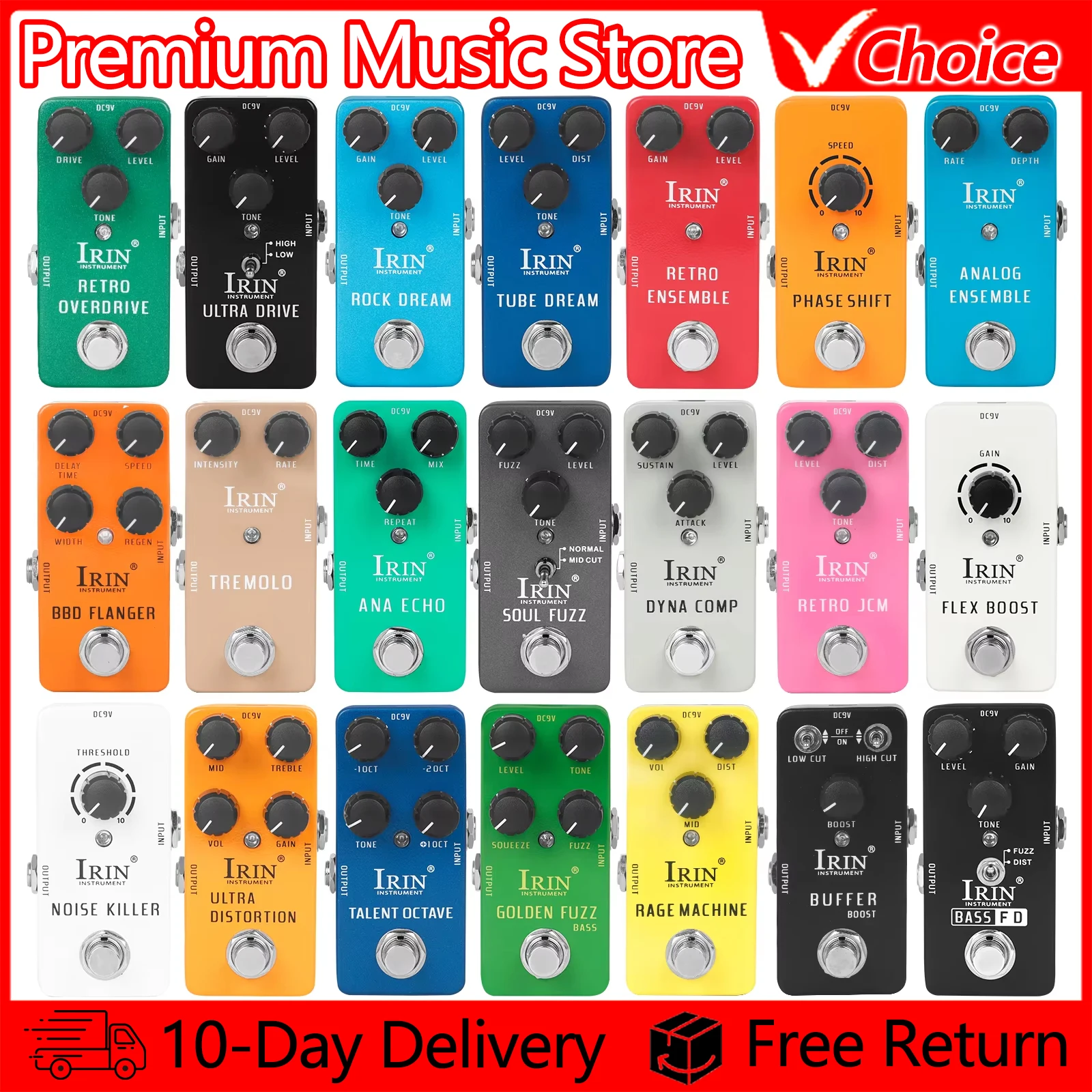 

IRIN педаль эффектов для электрогитары Overdrive/Distortion/Fuzz/Ensemble/Flanger/Tremolo/Boost/Rock педаль эффектов аксессуары для гитары