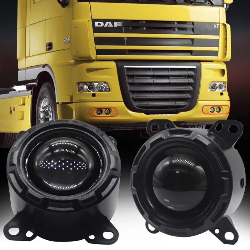 

3 Inch Bi Led Fog Light Projector Lens for Daf F150 Truck 12V 90W 6000K Hi Lo Beam Car Fog Lamp Retrofit