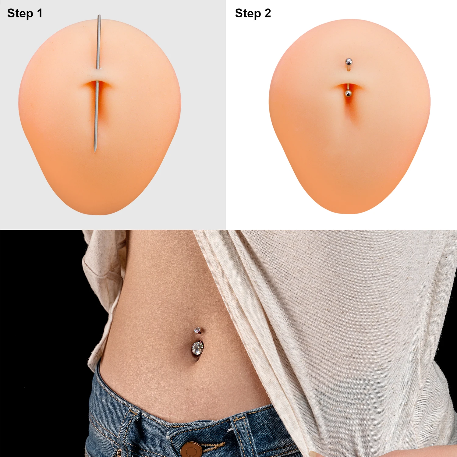 Silicone Body Piercing Practice Model Kit Real Skin Feel Ear Nose Lip Navel Tongue Septum Piercing Training Mold With Complete