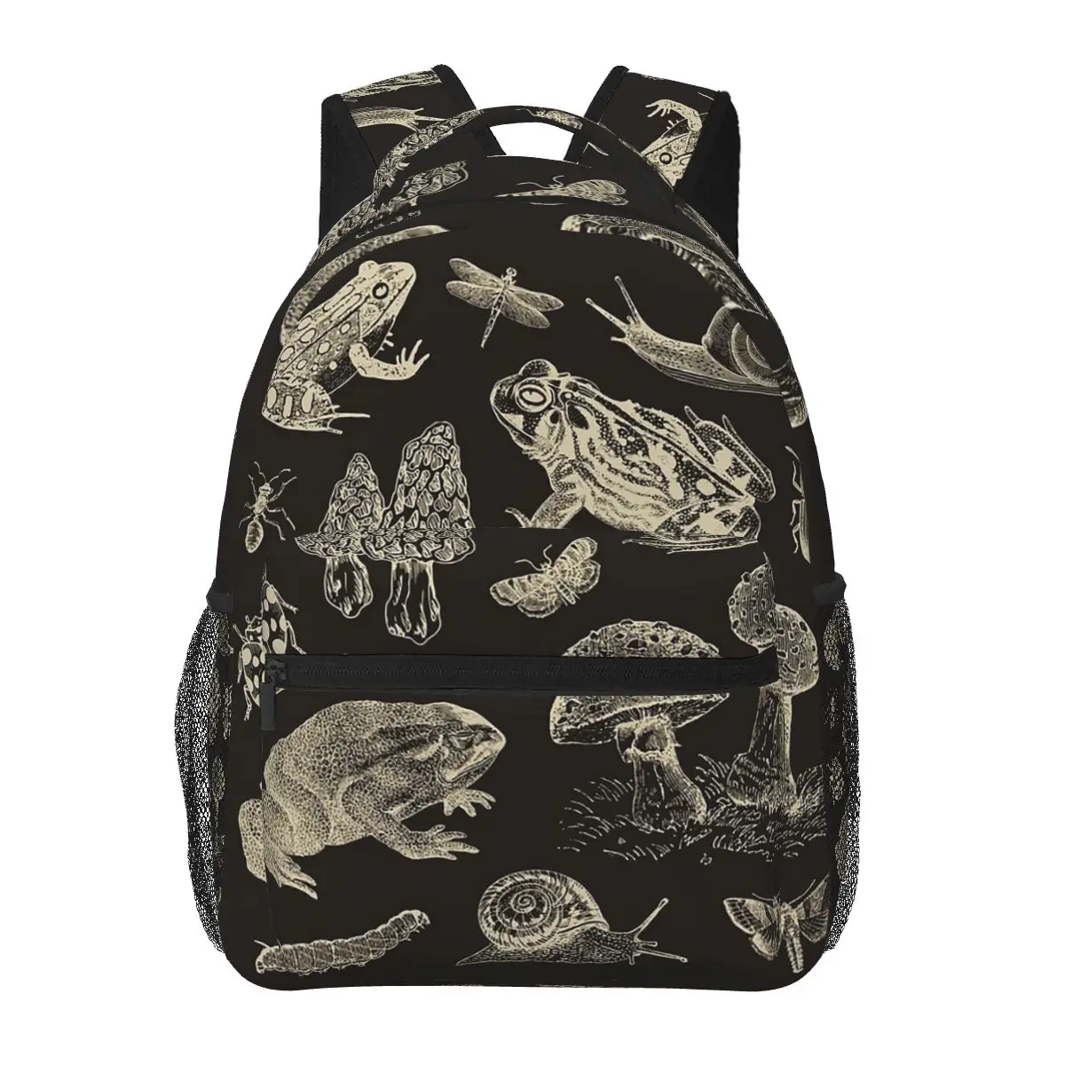 Frog, Mushroom, Snail, And Moth Insects Backpacks Boys Girls Bookbag Students School Bags Travel Rucksack Shoulder Bag