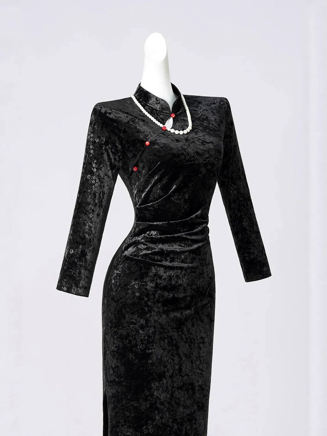 

Осень 2021, новое сексуальное улучшенное платье Cheongsam в китайском стиле с длинными рукавами для повседневного утягивания, вечернее платье Qipao