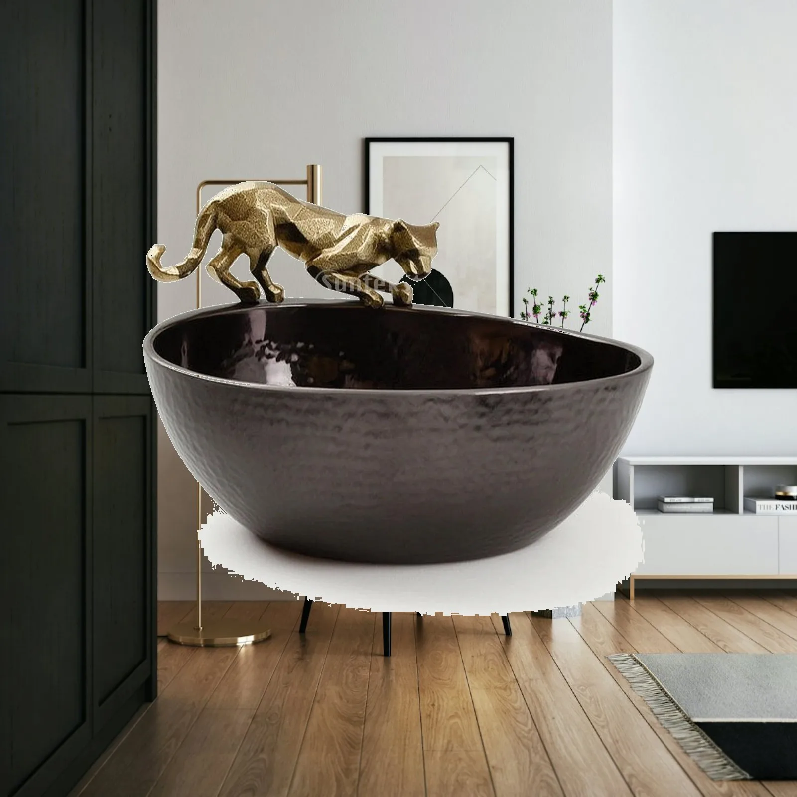Aluminum Bowl Artisanal Hammered Metal Bowl Decorative for Entry Console