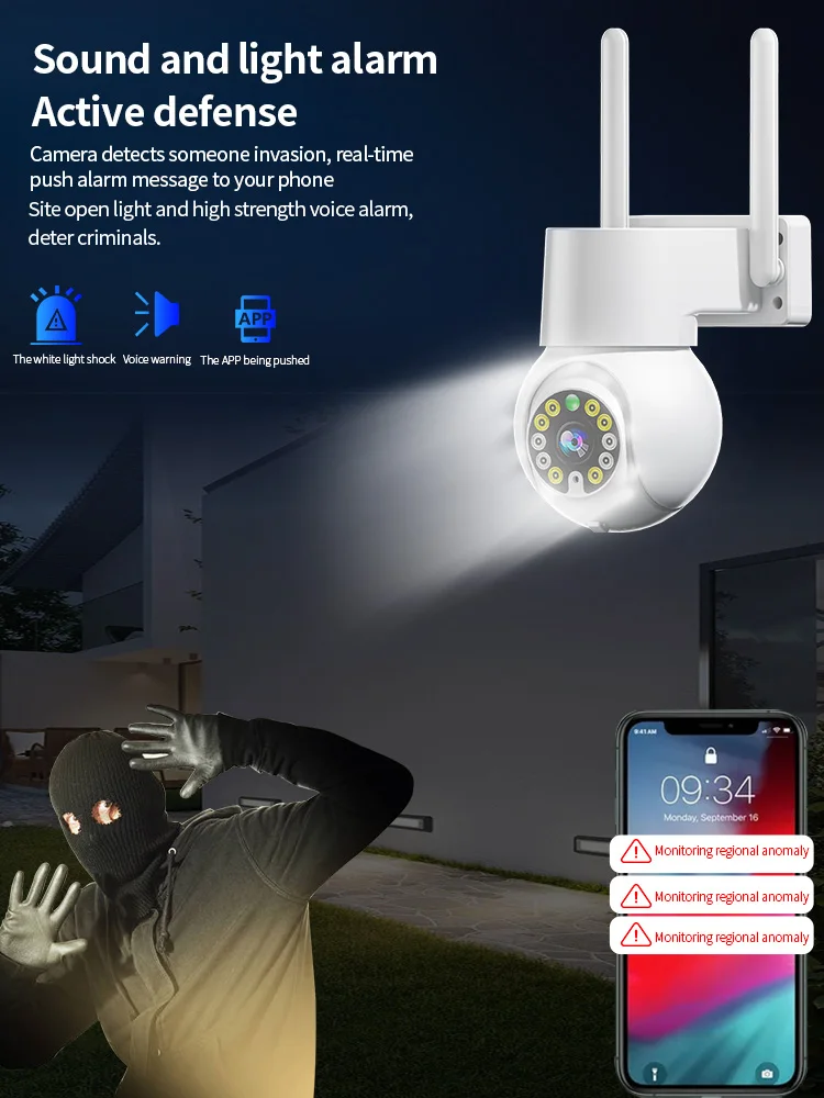 2.4G&5G Dual Band WIFI 2MP 1080P Wireless PTZ IP Dome Camera Home Security CCTV Monitor Full Color Night Vision  Auto Tracking