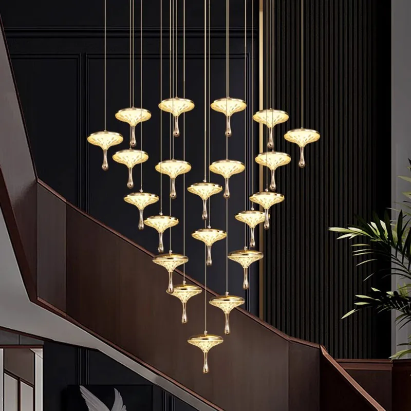 

Modern home decoration crystal chandelier, stair Pendant lamp, living room Pendant lights, interior lighting