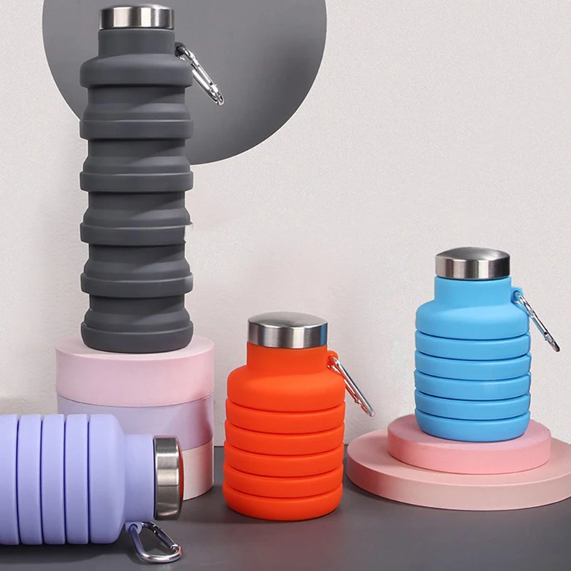 New Portable Silicone Water Bottle Retractable Folding Coffee Bottle Cups Outdoor Travel Tools Collapsible Sport Bottles