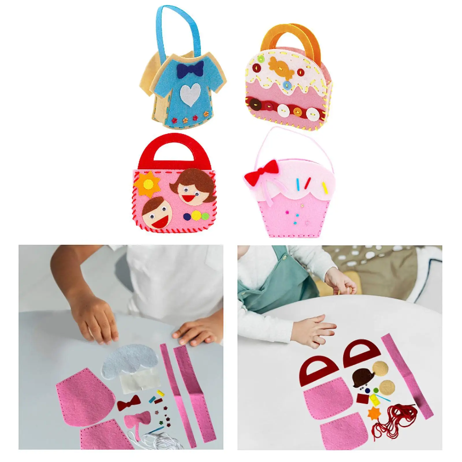 DIY Sewing Kit Supplies Handbag Material Lightweight Pre Punched Kids Sewing