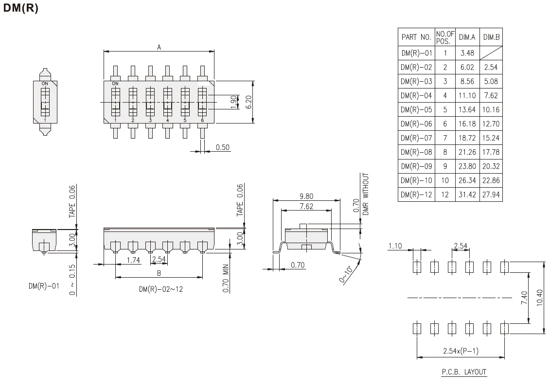 10PCS/DM-01-V DM-02-V DM-03-V DM-04-V DM-05-V DM-06-V DM-07-V DM-08-V DM-09-V DM-10-V DM-11-V DM-12-V Interruptor de discagem