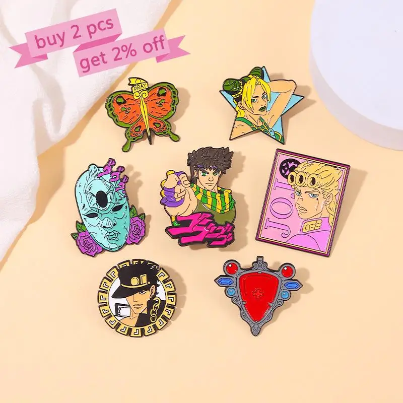 Pins Custom Kujo Jotaro Jolyne Cujoh Brooches Lapel Badges Cartoon Funny Jewelry Gift for Kids Friends JoJo Adventure Enamel