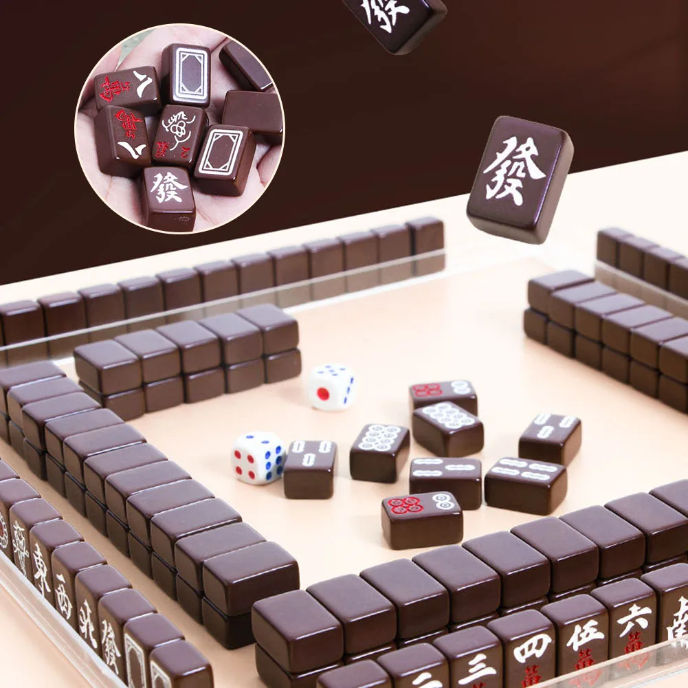 Portable Small Mahjong Set Mahjong Board Games For Adults Traditional Chinese Mahjong Tiles Outdoor Dormitory Travel Game