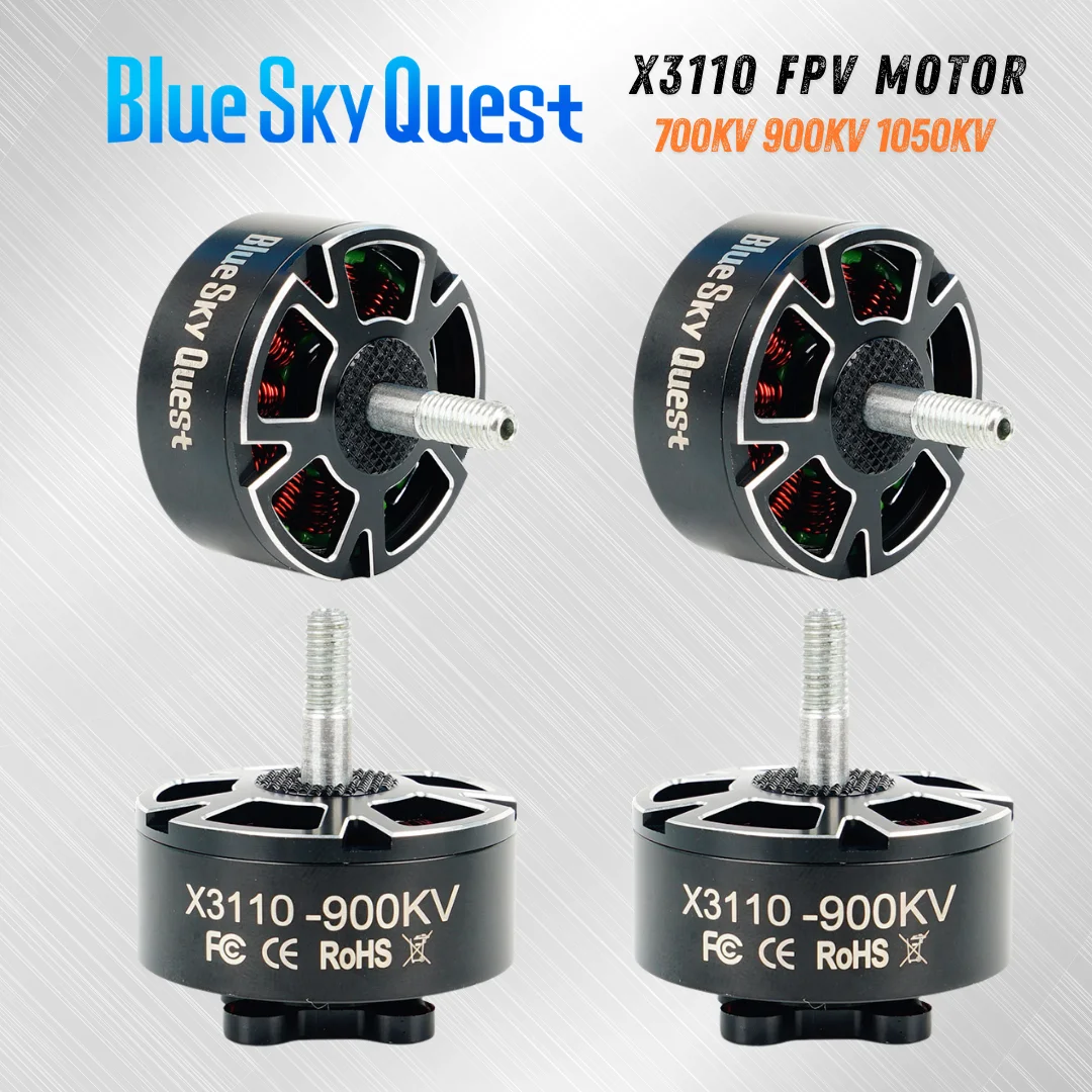 BlueSkyQuest 4Pcs X3110 700KV 900KV 1050KV 2-6S Brushless Replacement Parts Motors for FPV Drones