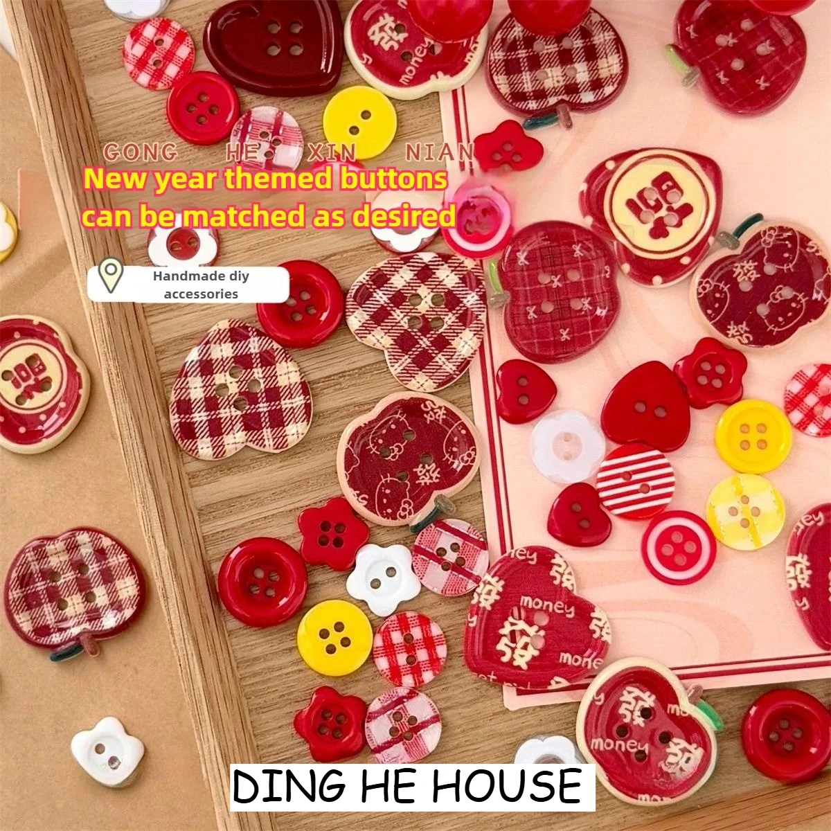 

10Pcs Red Christmas Button Handwork DIY Scrapbooking Crafts Decoration Resin Sewing Accessories Clothing Garment Materials