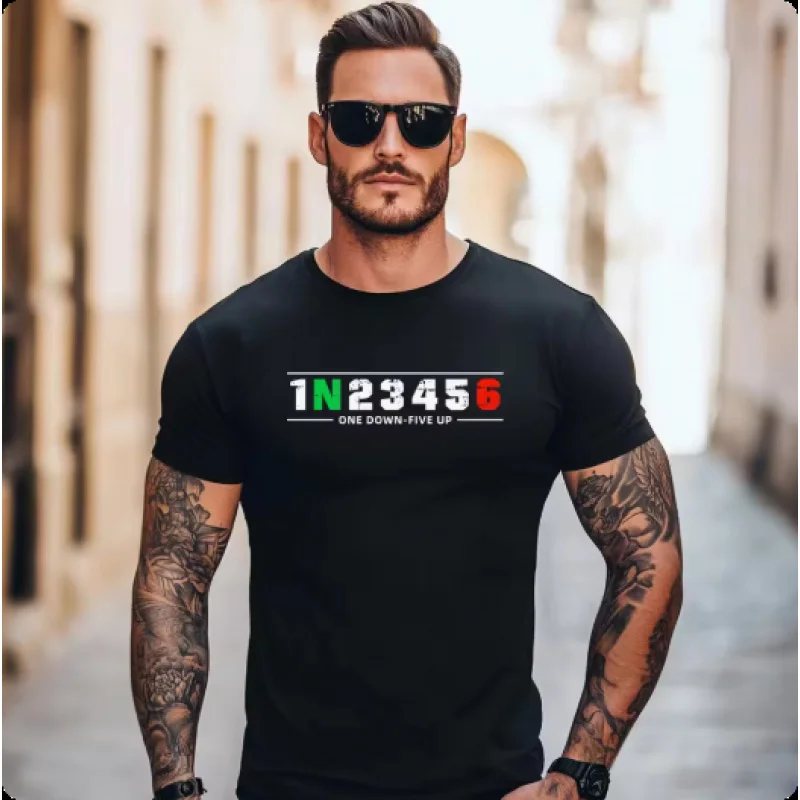 1N23456 Men'S Casual Motorcycle Shift Biker Motorcyclist T-Shirt Short Sleeve O-Neck Summer Top Tees
