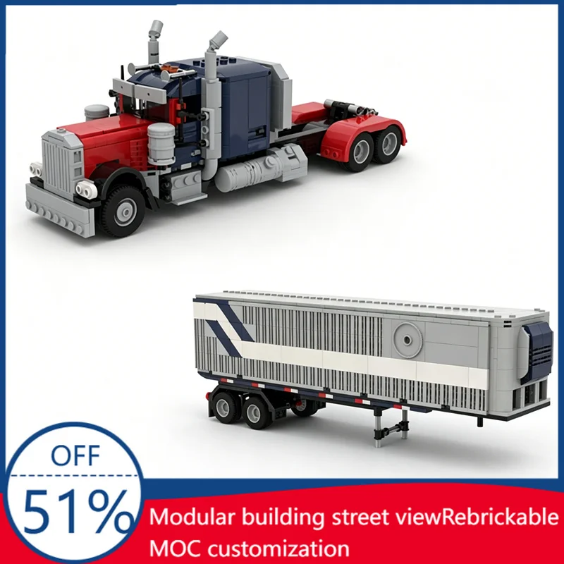 

MOC City Transportation Famous Movie Series Trucks And Trailers Model Custom Puzzle Bricks DIY Creative Assembly Kids Xmas Gifts