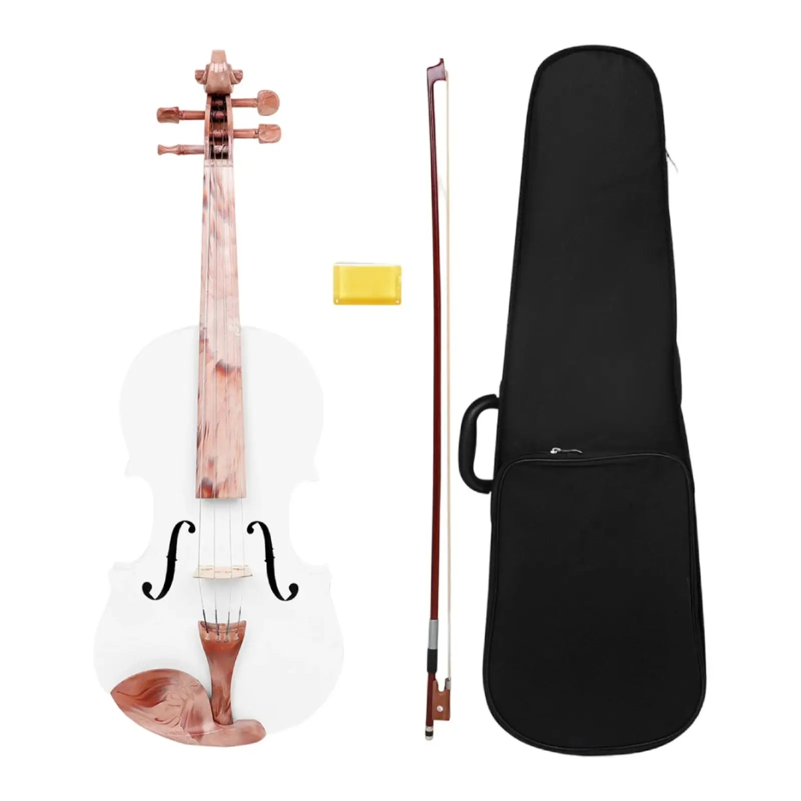 Hand-Carved Hardwood Violin | Glossy Marble-Pattern Finish, 4/4 Violin, for Home Practice