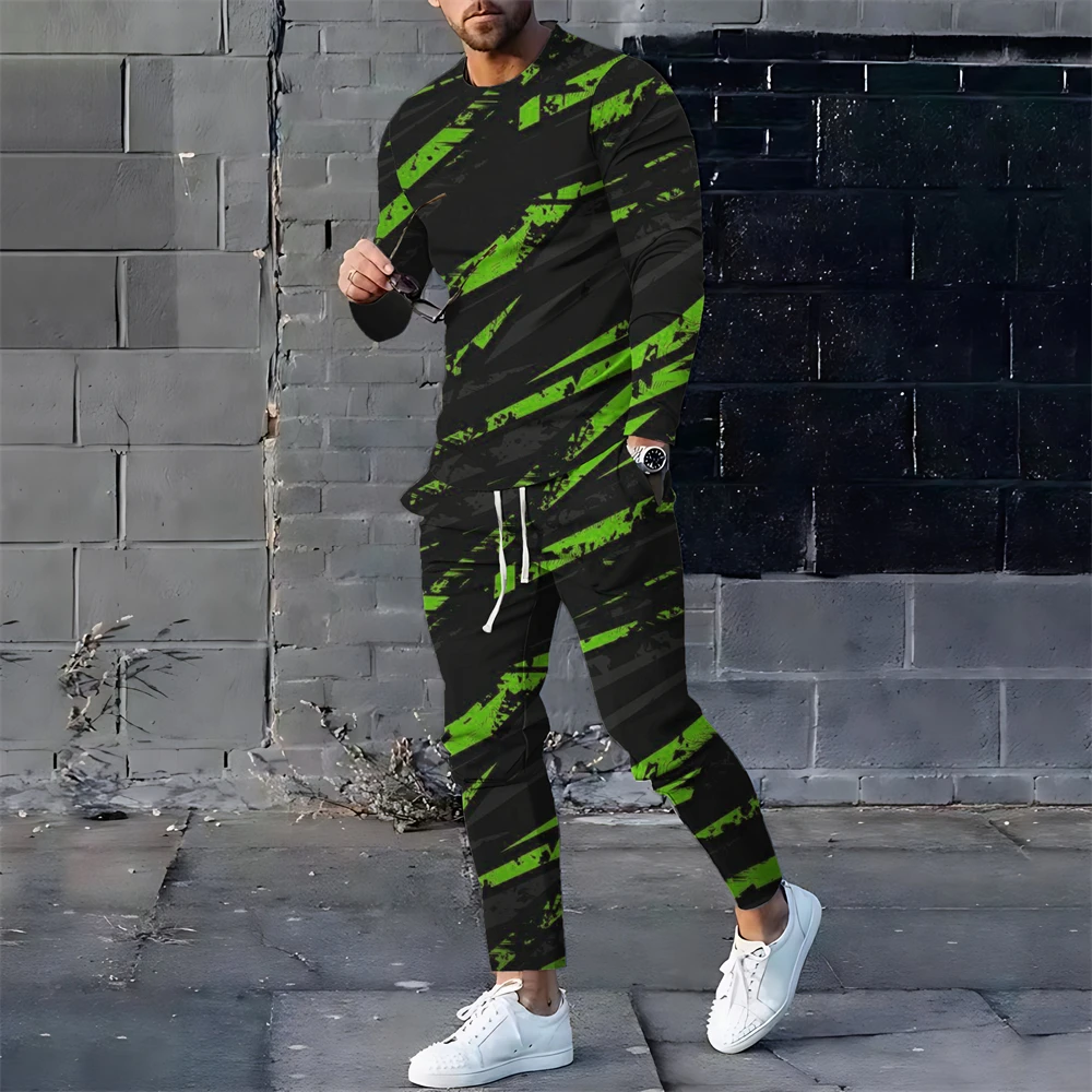 Trendy Designer Clothes 3D Print Oversize Suit Men Casual Long Sleeve Trousers Sport Tracksuit Graphic T Shirts Streetwear Sets