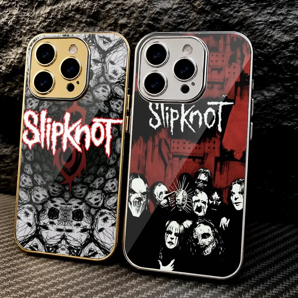 S-Slipknot Metal Rock Band Phone Case For IPhone 17 16 15 14 13 12 Pro Max Plus Electroplated Metal Bumper Shockproof Case