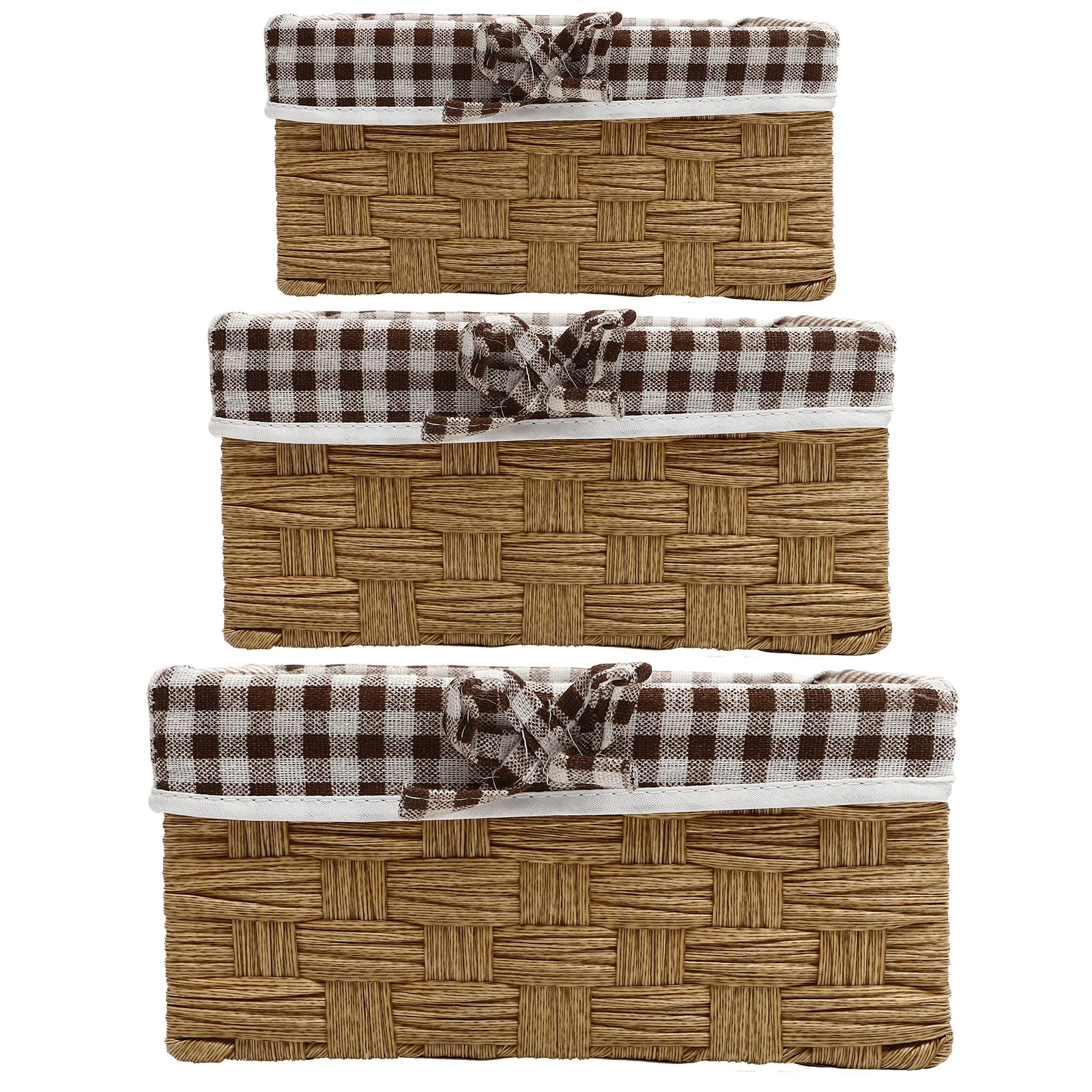 

3 Pcs Basket Woven ganizer Black Large Medium Small Storage Woven Storage ganizer Bin Home Supplies Desktop