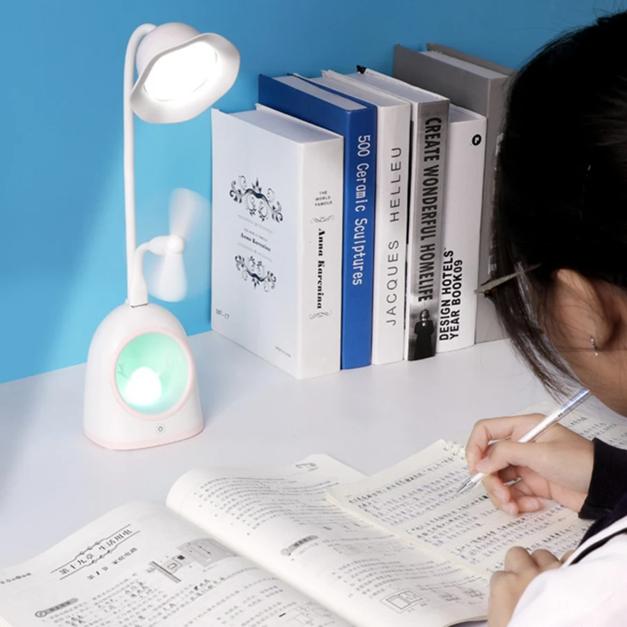 ABHU LED Fold Desk Lamp Contact USB Chargeable Reading Eye-Protect With Lamp Night Light