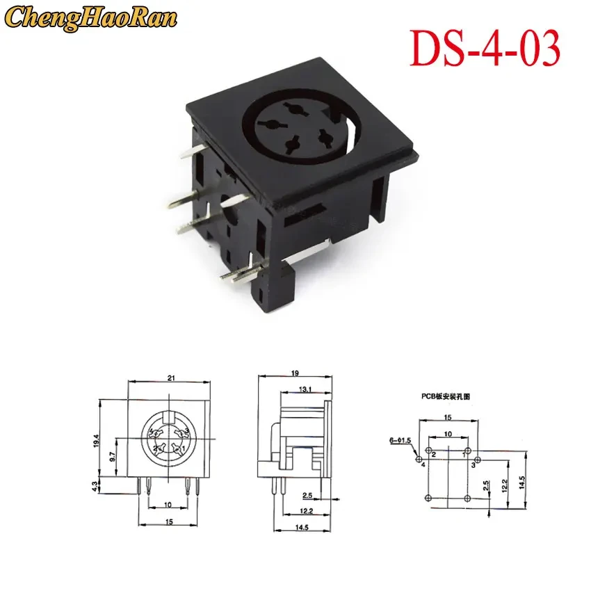 2 Stück 4-8 Pin Mini-DIN-Buchse für Tastatur, Maus, MIDI-Anschluss, PCB-Montage, Großer S-Terminal DIN-Anschluss, 4-Pin, 5-Pin, 6-Pin, 7/8-Pin Buchse – Detail 4