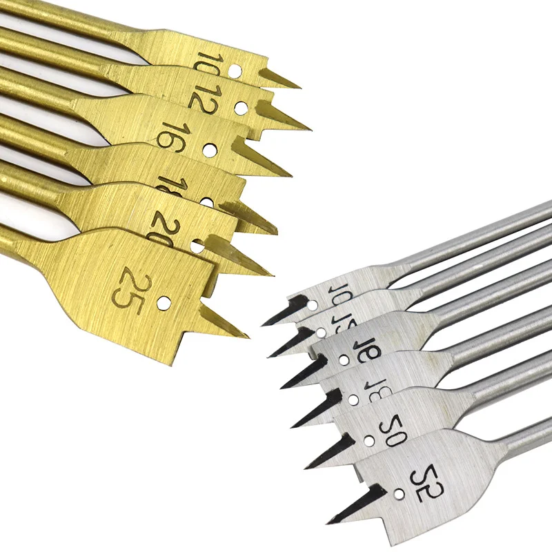 

6PCS Carbon Steel Woodworking Spade Drill Bits Set 3-Point Auger Hex Shank Wood Hole Cutter Reamer Tools