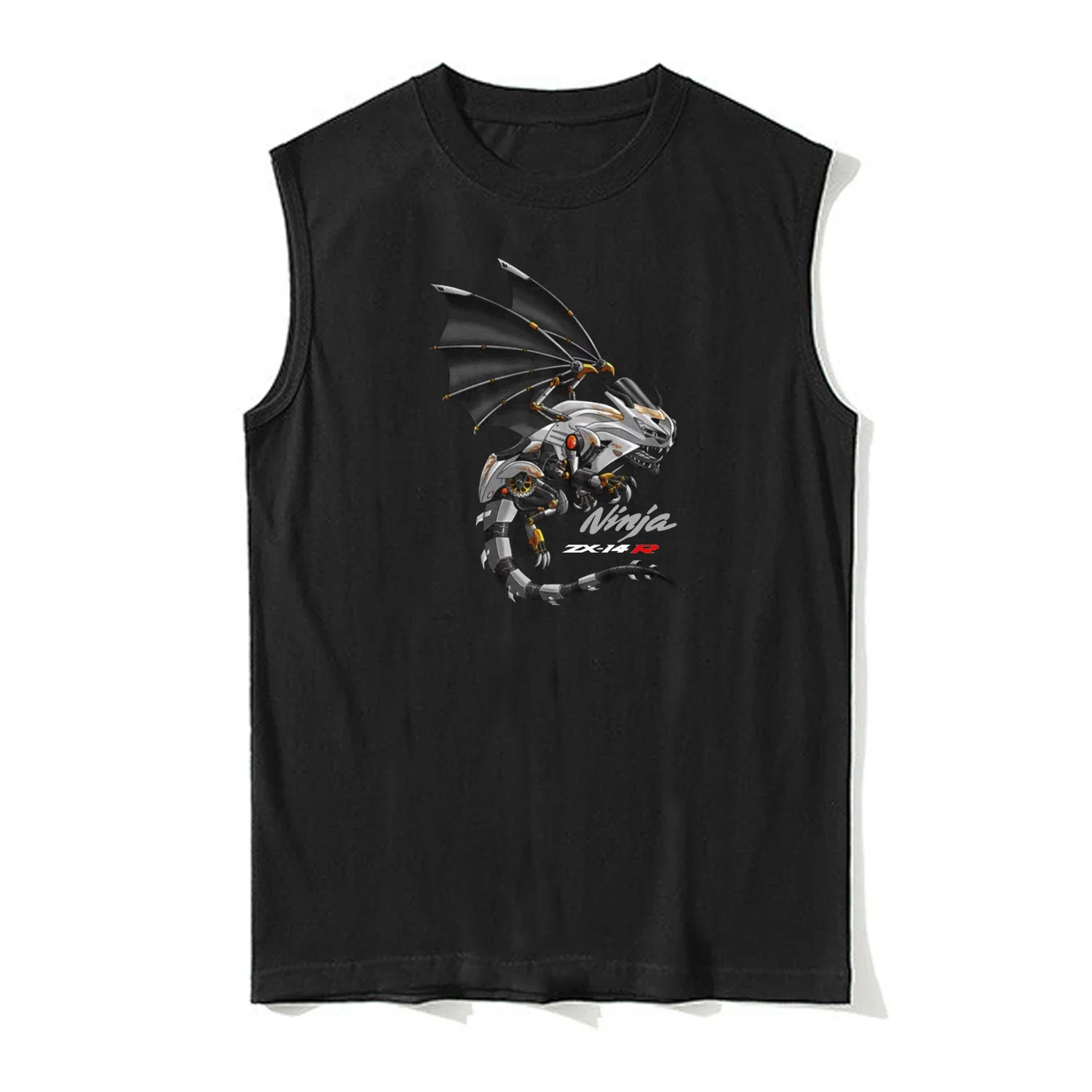 Classic Japanese Motorcycle Ninja ZX-14R Dragon Inspired Tanktop 100% Cotton O-Neck Summer Casual Mens Vest Sleeveless Tee Shirt