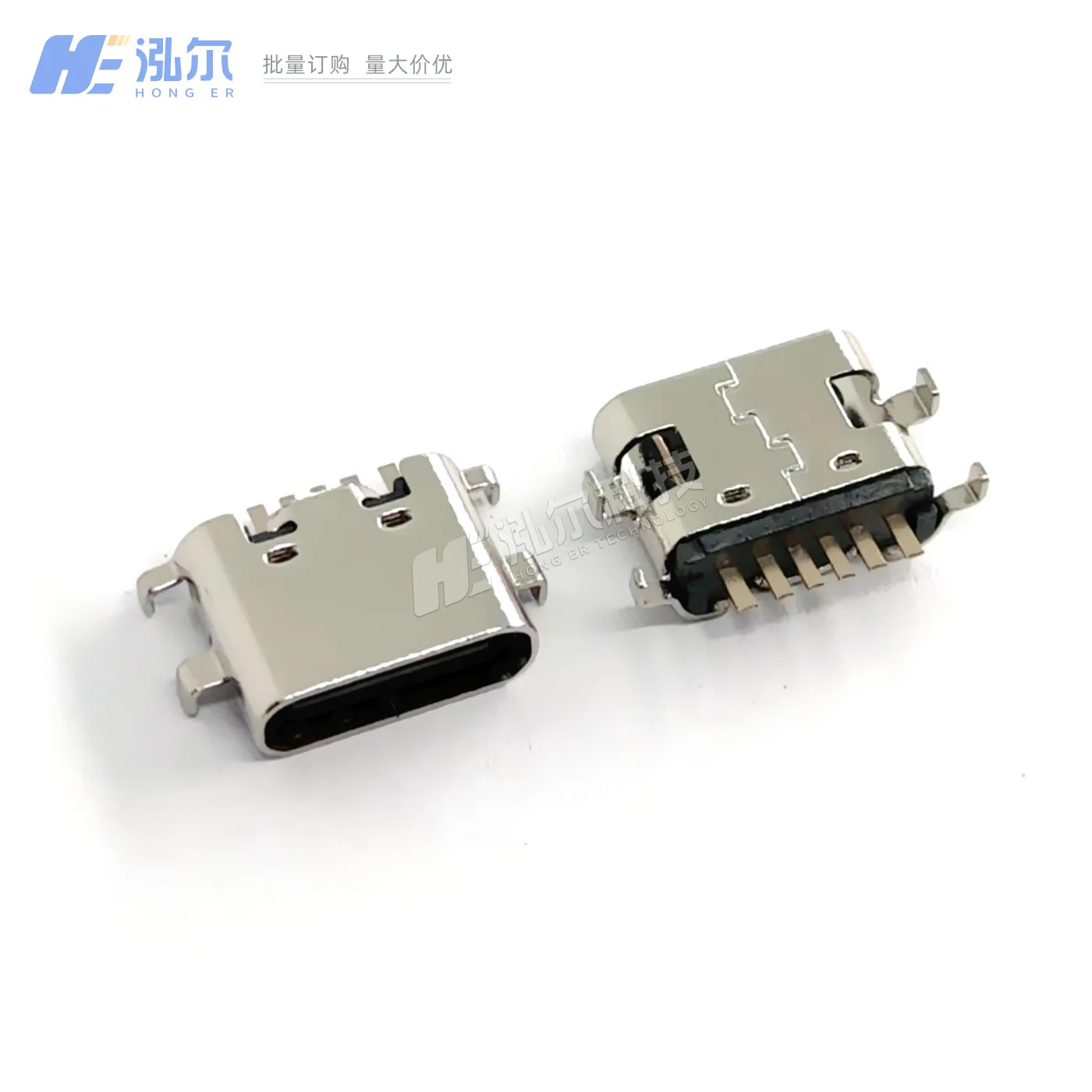 For USB3.1 sinking board TYPE-C port female6PIN horizontal sinking board 0.8/1 2/1.6 charging female head 6P socket