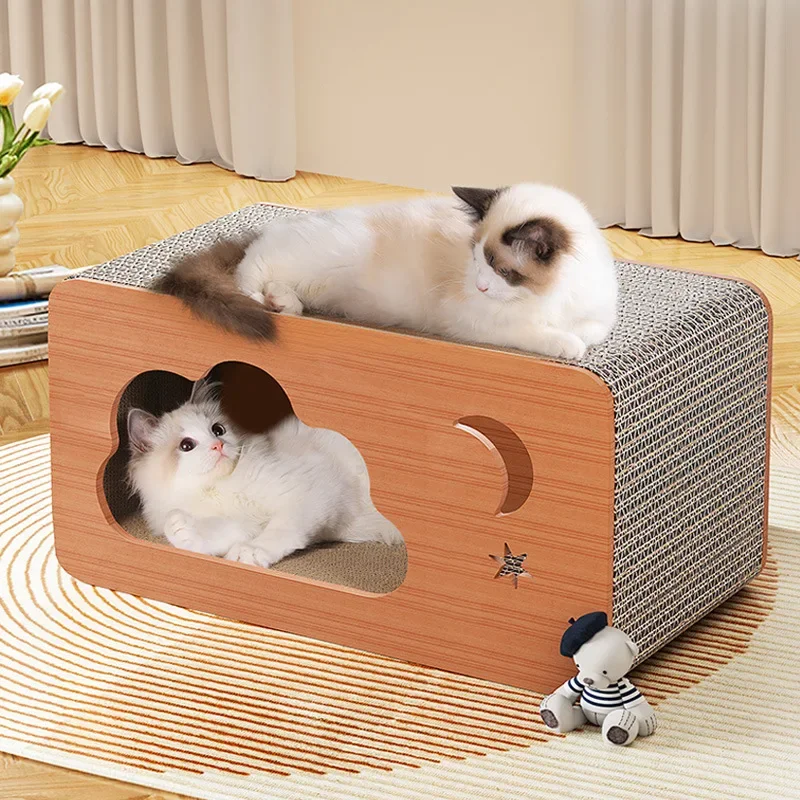 Pet Cat Scratch Board House Pet Kennel Multifunctional Cat Nest Toy Cat Scratcher Bed Interactive Cat Scratcher Cardboard