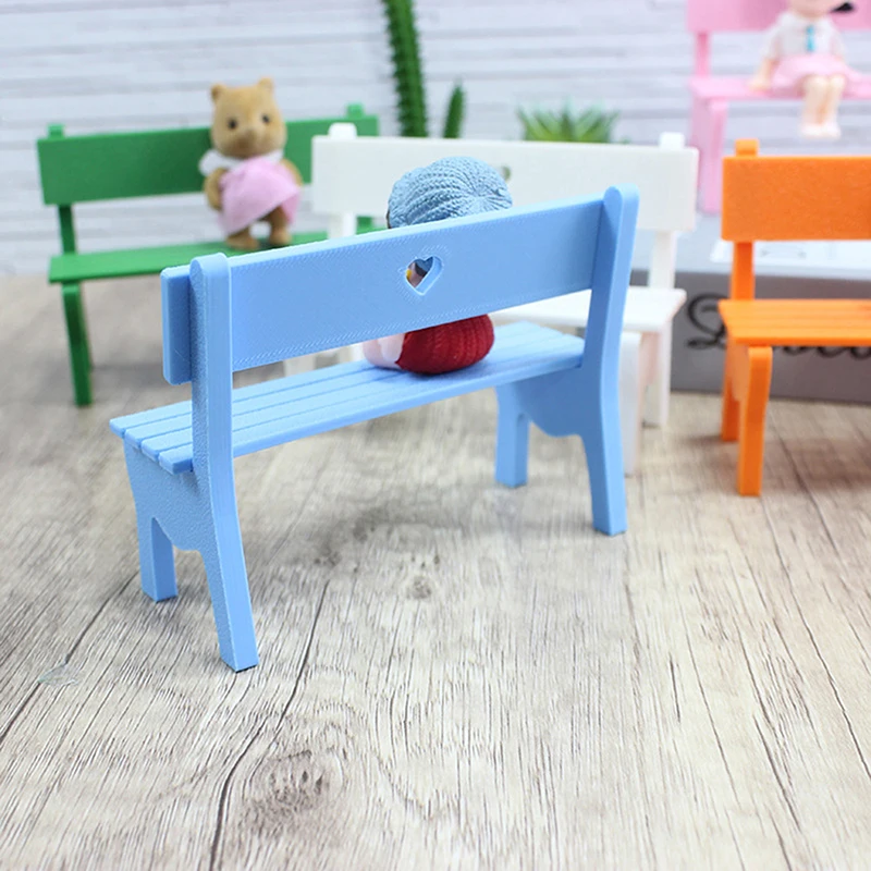 1PC Solid Color Small Bench Creative Doll House Furniture Decor Toy Mini Bench For Home Decoration Garden Park Small Ornaments