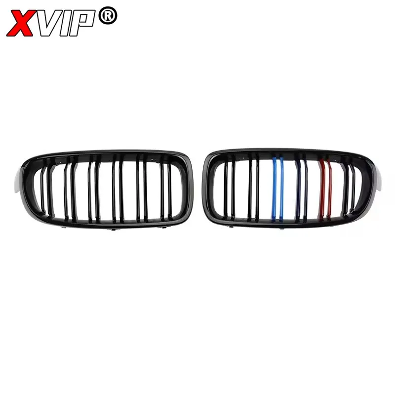 XVIP Glos M-Color Double Line Style Kidney Grille Front Bumper Grille For BMW 3-Series F30 F31 F35 12-19 320i 325i 328i Radiator