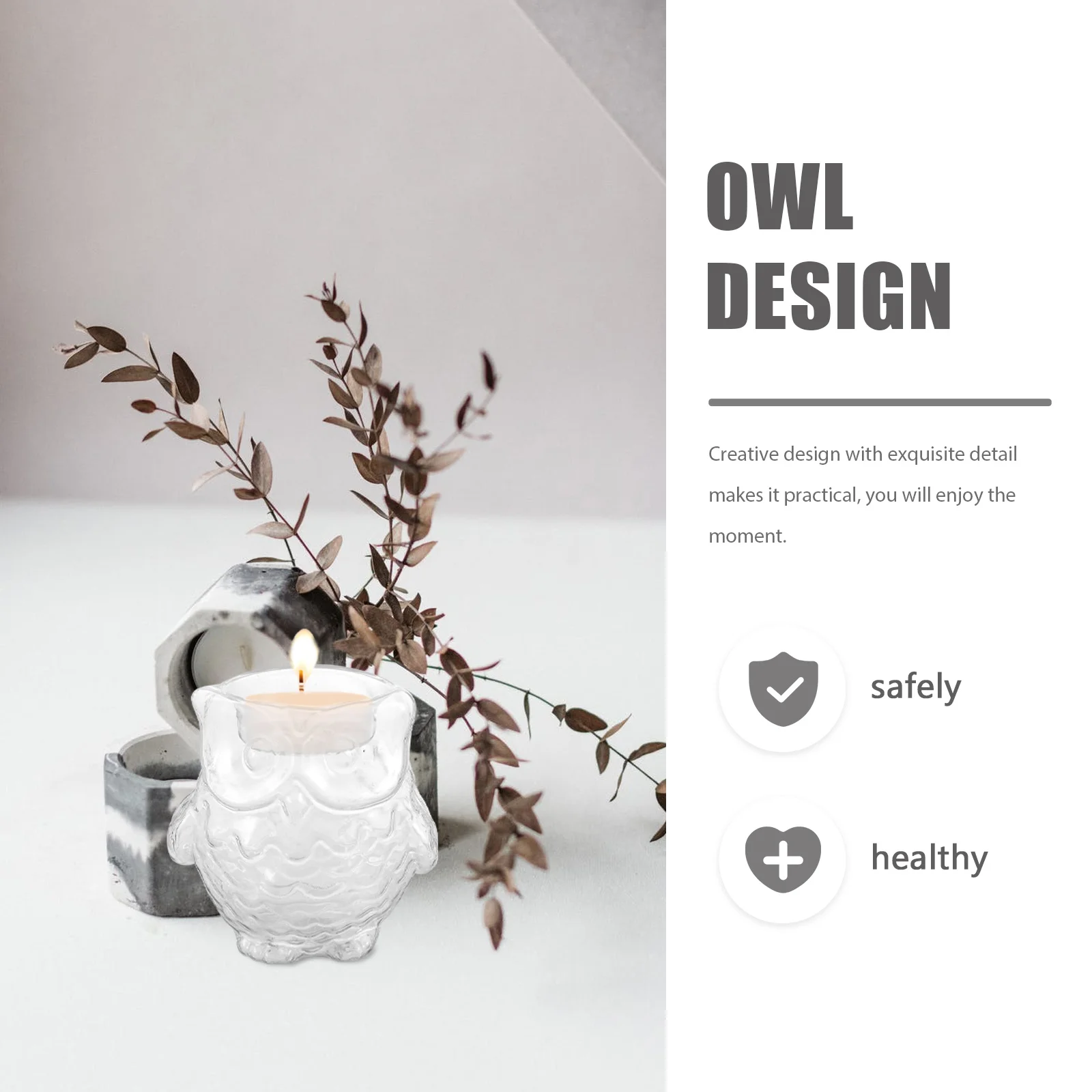 

2Pcs Creative Owl Glass Candlestick Perfect for Special Occasions Home Accent Gift Candlestick Glass Candleholder