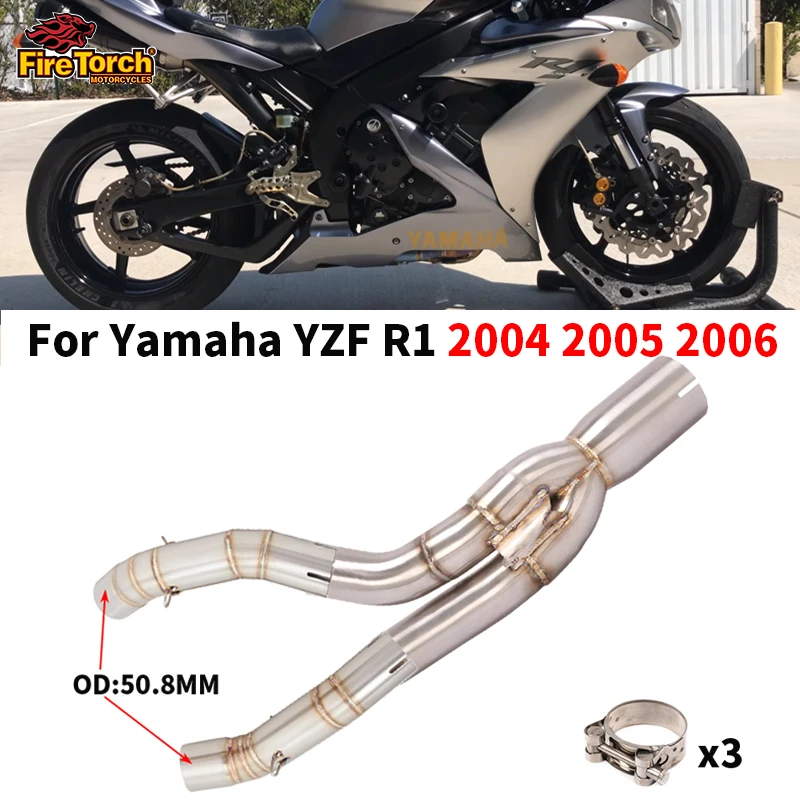 

Slip On For Yamaha YZF R1 2004 2005 2006 Motorcycle Exhaust System motocross Modified Middle Link Pipe Connect 50.8MM Muffler