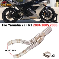 Slip On For Yamaha YZF R1 2004 2005 2006 Motorcycle Exhaust System motocross Modified Middle Link Pipe Connect 50.8MM Muffler