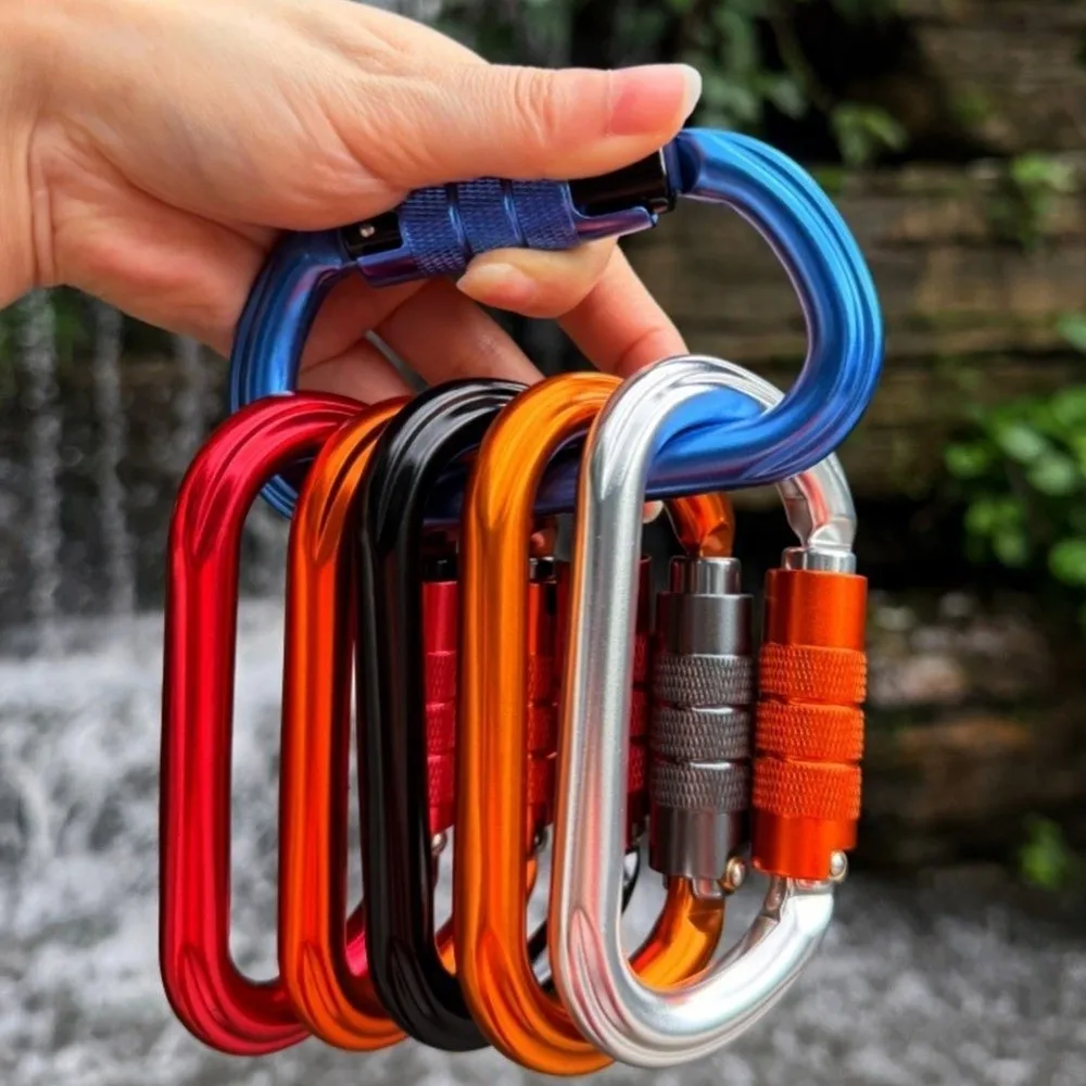 High Quality 25KN Auto Buckle Camping Tent Hook Professional 6 Colors Outdoor Climbing Carabiner 7075 Aluminum Alloy Safety Lock