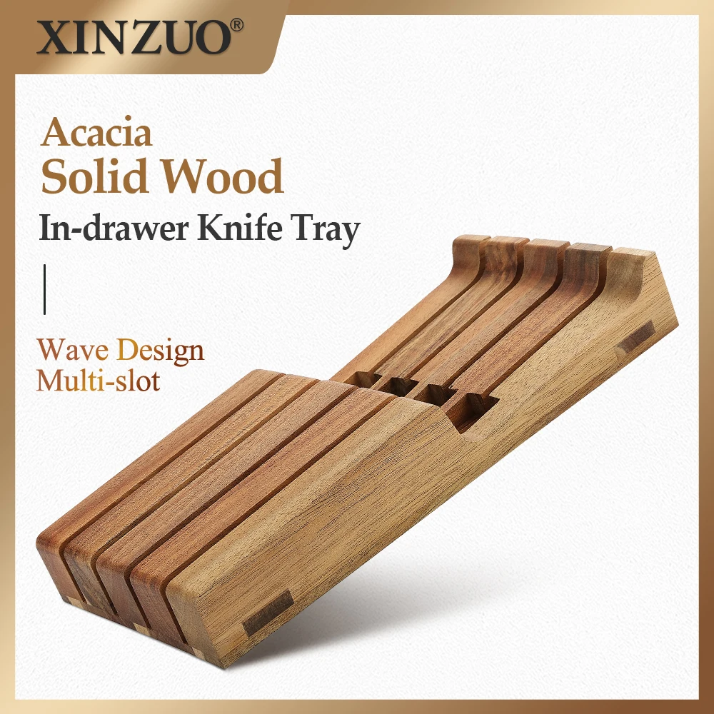 XINZUO Acacia Wood 4 Slots  In-drawer Knife Tray For Storage Of Knives Kitchen Tool Protecting The Knife Not Easily Deformed