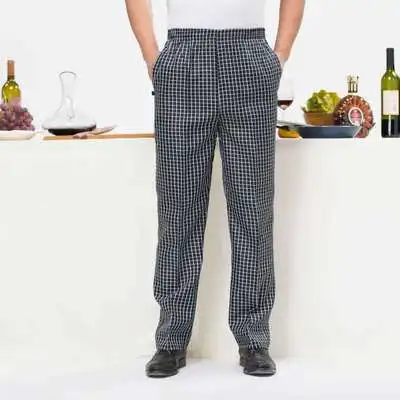 Cook Pants Chef Uniform Restaurant Kitchen Trousers Elastic Waist Bottoms Food Service Caterer Pants Men Work Wear
