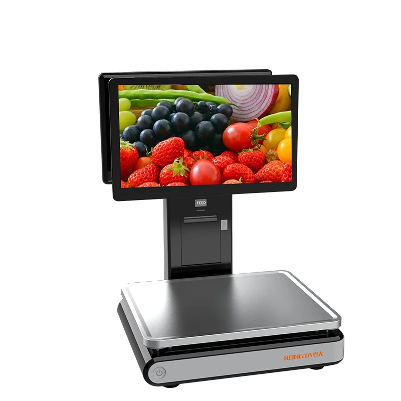 Supermarket RONGTA AURORA D2-AI 15/30KG Digital Weighing Scale with Receipt OEM/ODM Supported Double 15.6