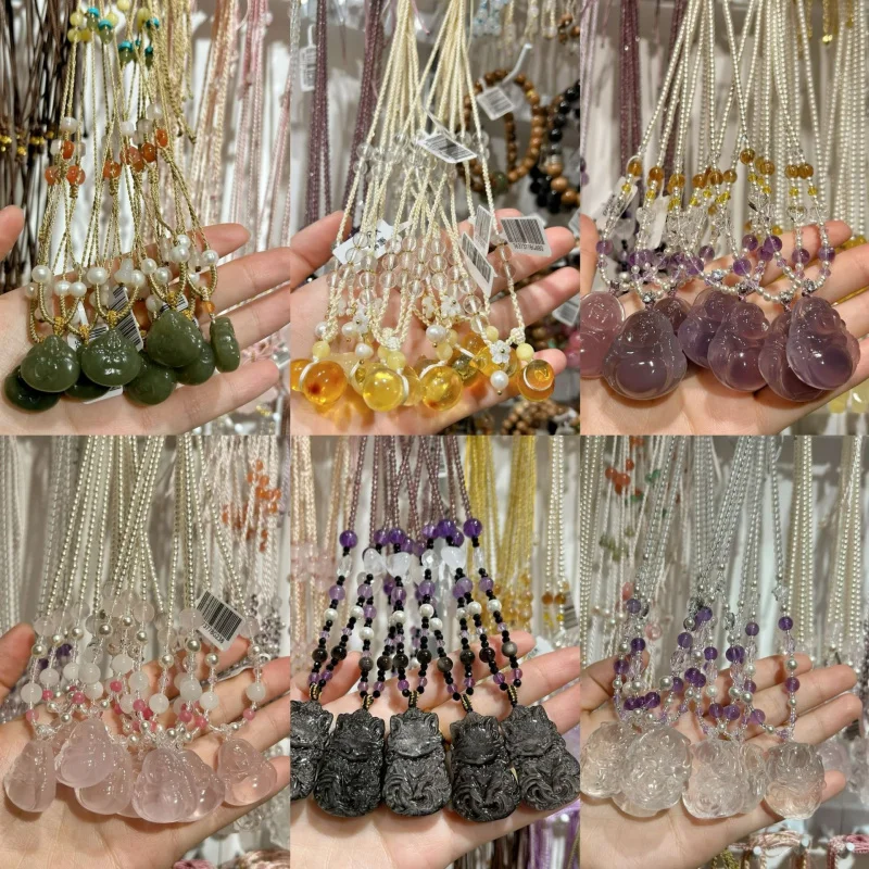

Natural crystal sweater necklace good fortune and wealth, flattering for women, collarbone chain gift, new Chinese-sty
