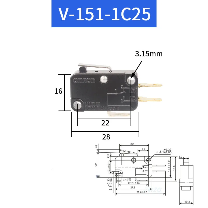 The Micro Switch Travel Switch Limit Switch V-15 V-152 V-153 V-154 V-155 V-156-1c25 10A250V