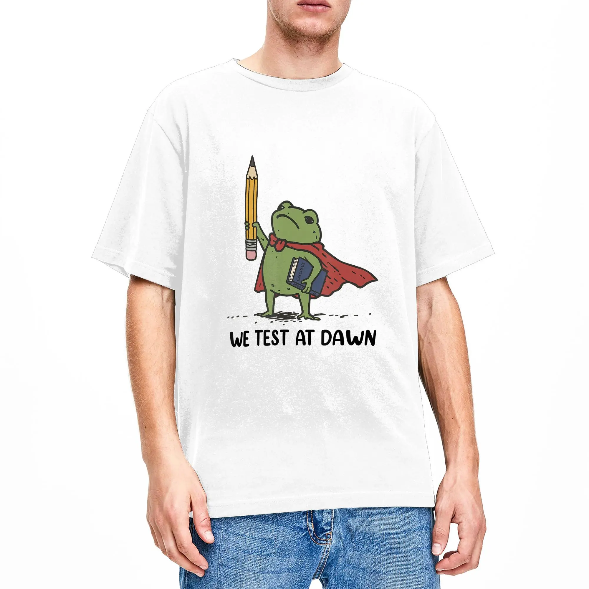 Oversized T-Shirt Teacher Frog We Test At Dawn Test Day Coordinator Final Exam Cotton T-Shirts Fashion Tshirt Couple Summer Tops