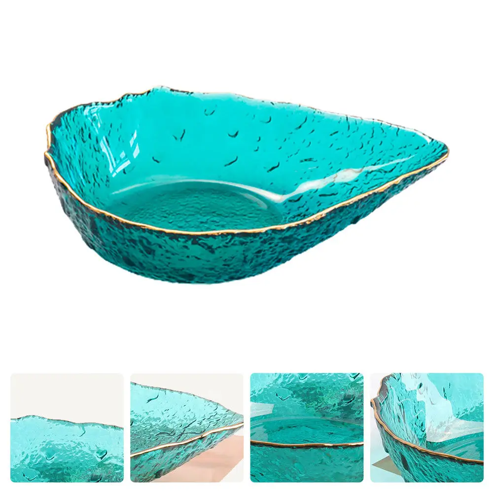 

1Pcs Water-Drop Shaped Glass Bowl with Golden Rim Premium Fruit Salad Bowl for Home Restaurant Use Breakfast Snack Dessert