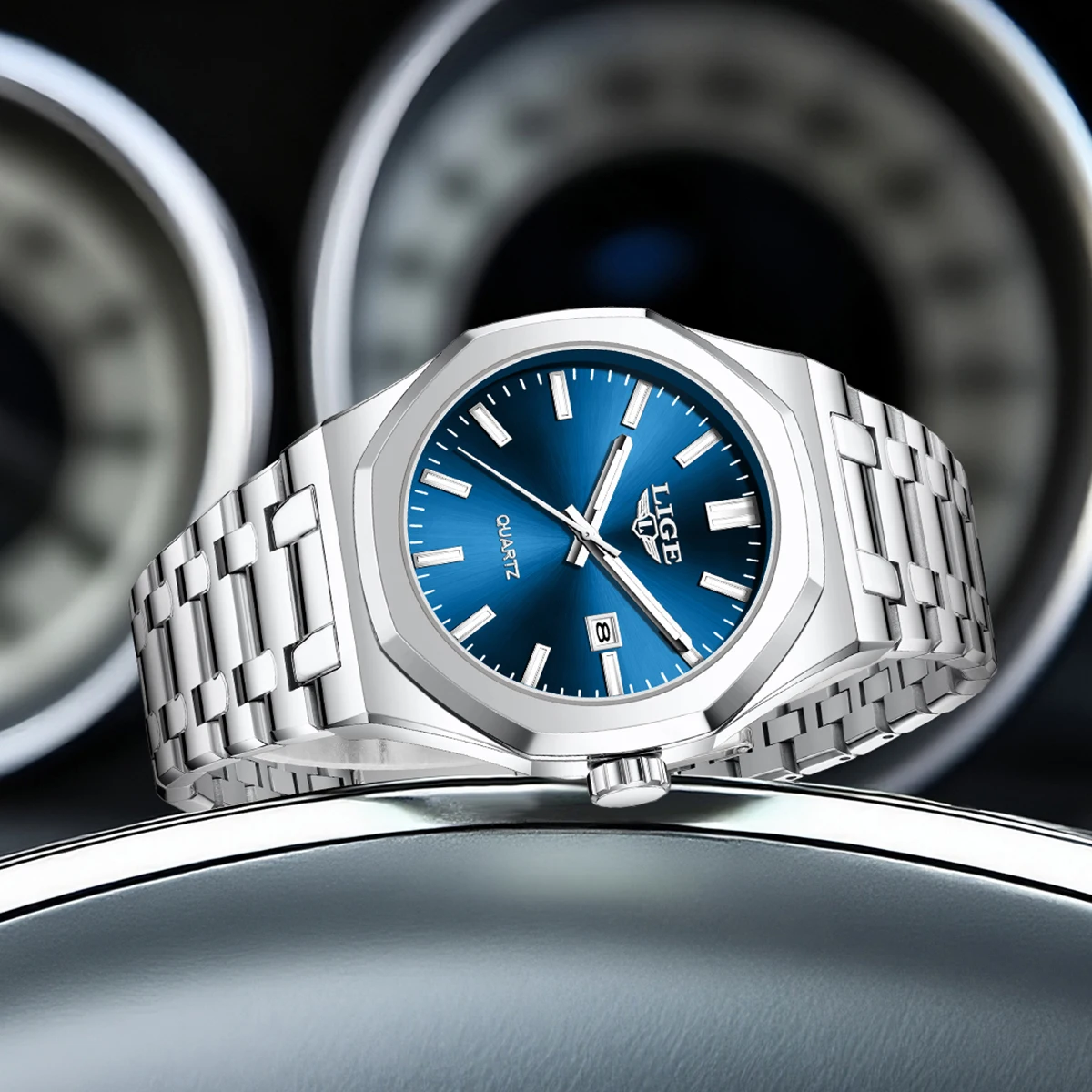 

LIGE оригинальные часы лучшего бренда для мужчин со светящейся датой, мужские наручные часы из нержавеющей стали, классический деловой водонепроницаемый японский механизм